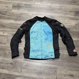 Joe Rocket Gold‎ Digger Biker Jacket Womens Large Black Blue Mesh